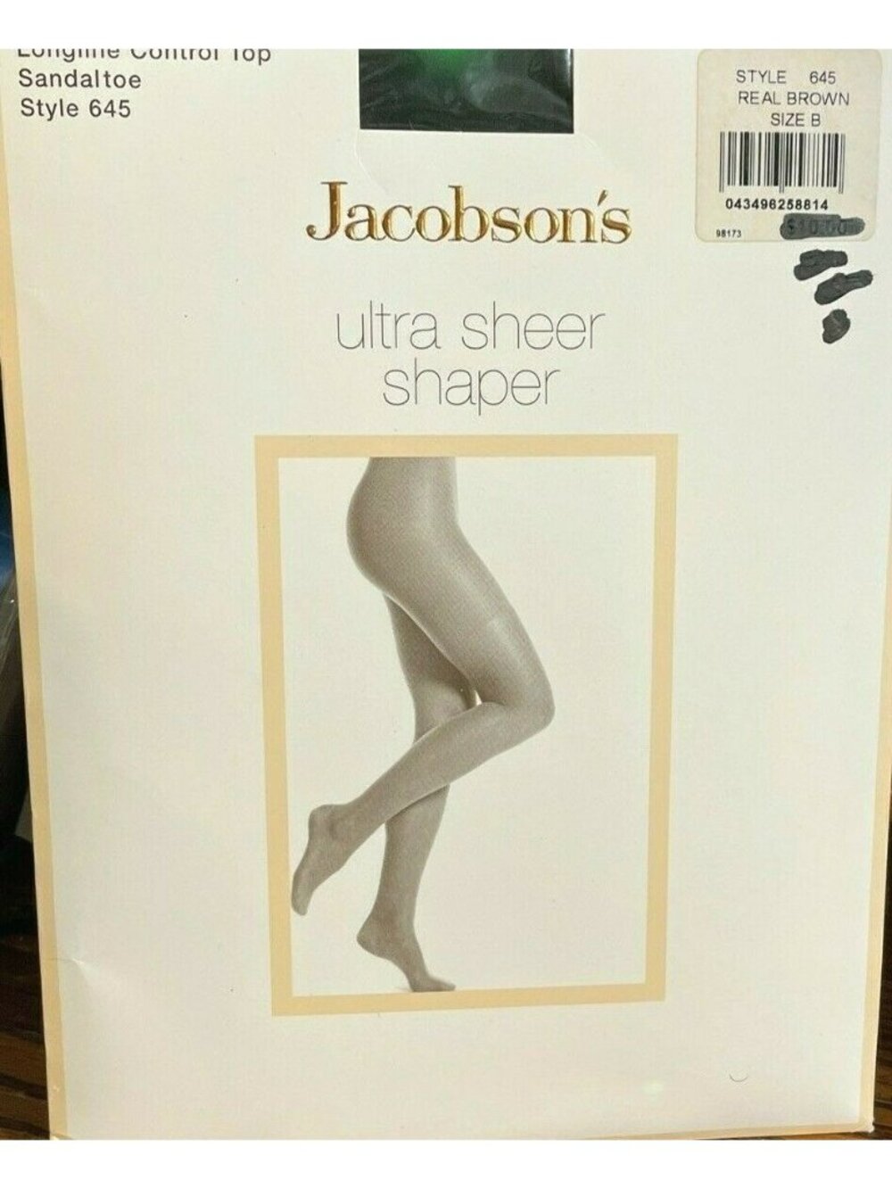 VTG Womens Jacobsons Ultra Sheer Shaper Control Top Pantyhose Sandaltoe Brn Sz B